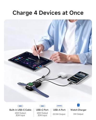 Baseus 10000mAh 45W Power Bank/Apple Watch Charger with Built In USB-C Cable - image 4