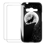 UOGNADGD Compatible avec Samsung Galaxy Ace 4 LTE G313 Coque Personnalisée Colorée avec 2 Protections Écran en Verre Trempé – Antichoc et Anti Rayures (Loup 4)