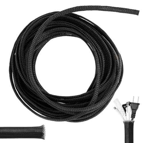 ZephyrCraft Gaine Protection Câbles 4m (8mm) - Résistant Feu 600°C - Protège Câble Animaux (Chiens/Chats) - Gaine Câble Maison/Bureau/Auto - Cache Fil Noir - Flexible & Durable