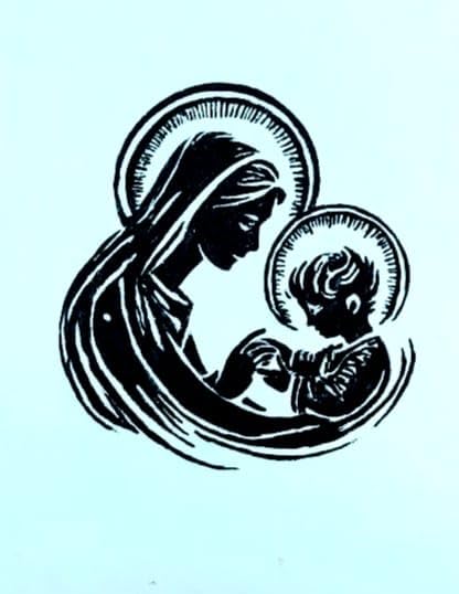 Mother and Child Painting, Black and White, 30 x 30 cm-image-17