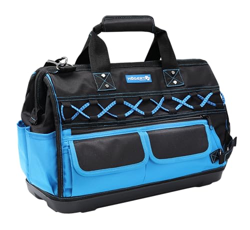 Högert Technik - Tool Bag (50 x 25 x 36 cm) | Professional Multifunctional Waterproof Tool Bags | Made of 600D Polyester | Base Made of PE Material | with 14 Outer Pockets and 11 Inner Pockets