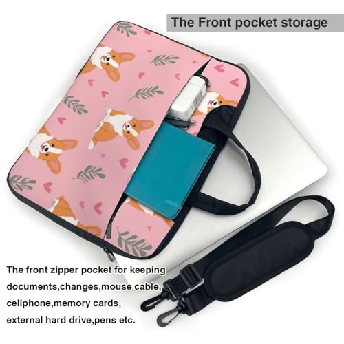 Maletín para laptop impermeable con diseño Corgi Leaves 14" miniatura 6