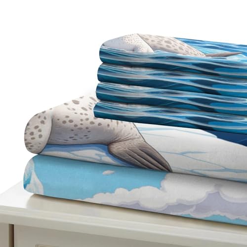 Parure de lit phoque 135x200 cm avec housse de couette microfibre 3D
