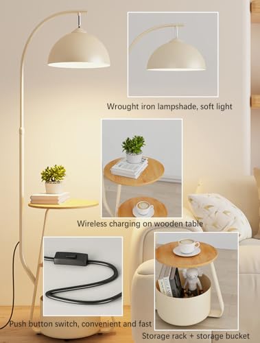 Lampe de table LED moderne avec télécommande et plateau bois blanc