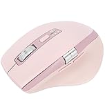 INFINMIND Wireless Computer Bluetooth Mouse with Smart Flying Scroll, Thumb Scroll Ergonomic Mice, Silent 3 Devices Mouse for Mac OS/Chrome/Linux/Android (Pink)