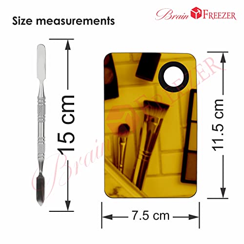 Image of Brain Freezer Shiny Makeup Palette With Stainless Steel Square Shape Spatula, Golden 100 g