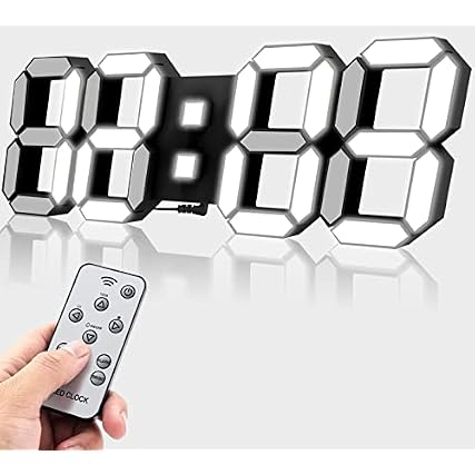 Aloom 3 D LED Alarm Clock, Teen Wall Clock Remote Control, Auto Brightness, Cool Lights and Black