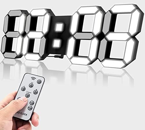 Aloom 3D LED Alarm Clock, Teen Wall Clock - Remote Control, Auto Brightness, Cool Lights and Black Frame - Perfect for Living Room, Bedroom and Office - Corded Electric - 15 inch