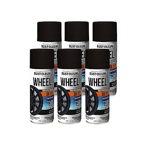 Rust-Oleum 366438-6PK High Performance Wheel Spray Paint, 11 oz, Matte Black, 6 Pack