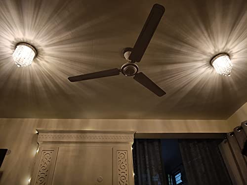 Image of Crystal Glass LED Chandelier Light with Octagonal Glass Bead (Warm White, White and Yellow Colour , 30 cm)