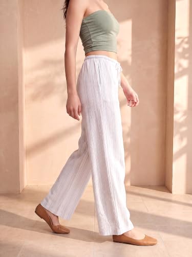 Image of PURVAJA Women's Comfort Wide Leg Full Length Flat-Front Printed Trouser