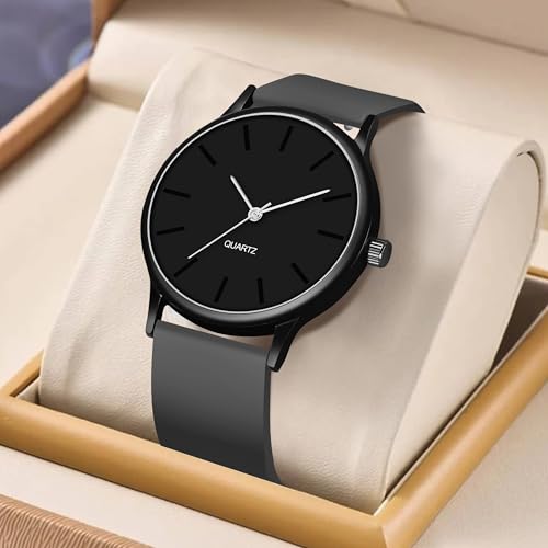 Image of Men Casual Analogue Slim Round Dial Wrist Watch for Men's & Boys Stainless Steel case with Leather Belt for Men Office