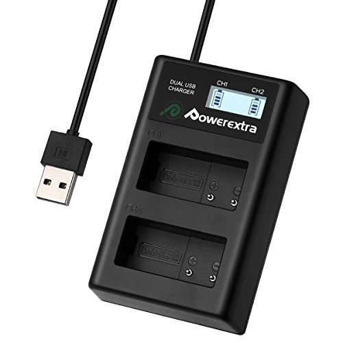 Powerextra Smart Dual USB Charger with LCD Display for Panasonic DMW-BLC12E, DMW-BLC12PP,