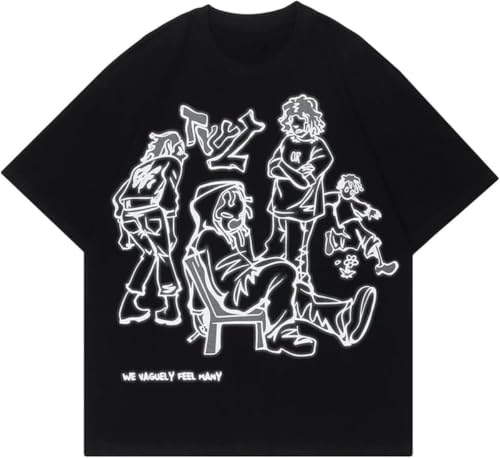 Oversized Graphic Tees Men Vintage Y2K Shirts Streetwear Harajuku T-Shirts | 100% Ctotton,Summer Casual Tops,Loose Fit Unisex Shirts,Women Japanese Tee