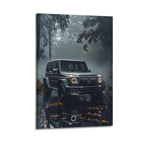 XHHOKA Poster di lusso con auto di classe G, SUV nella foresta nebbiosa, scena avventura, decorativo, su tela, poster artistico da parete e pittura artistica, 30 x 45 cm