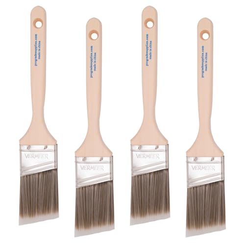 Vermeer Paint Brushes - 4-Pack - 2' Angle Sash Brushes for All Latex and Oil Paints & Stains - Home...