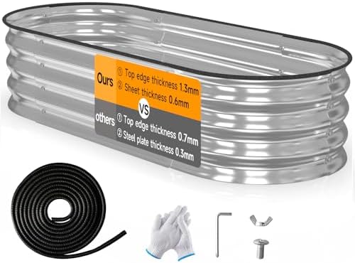 Corrugated Iron Raised Garden Bed – Which 5 Will Transform Your Garden? 8 GTSABWAY Galvanized Raised Garden Bed Outdoor,0.6mm Thickness//4×2×0.9 ft Oval Garden Bed for Gardening,Vegetables,Flowers//Sturdy Metal Planter Box,Durable and Easy to Install(Silver)