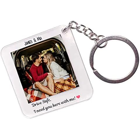 Sweewind Personalized Keychains for Men Women Drive Safe Keychain for Boyfriend Girlfriend Custom Keychain with Picture Photo Keychain Personalized Cover