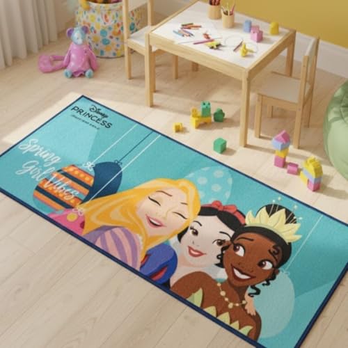 Image of Athom Living Disney Princess (Girl Vibes) Runner Carpet 2x4.5 Ft, Soft Printed Mat with Anti-Skid Backing, Durable Washable Runner for Kids Bedroom, Play Area & Playroom Decor