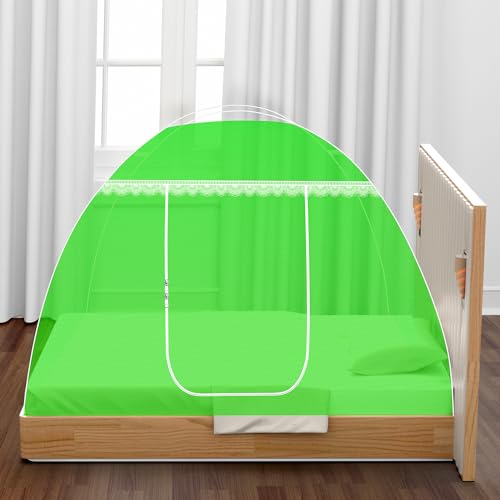 Image of Single Bed Mosquito Net Foldable, Lightweight Polyester 30GSM Strong Foldable Machardani (Green Color, 3feet x 6feet)