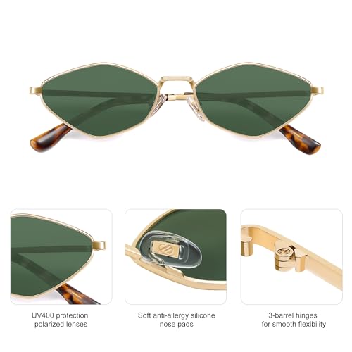 Image of SOJOS Retro Polarized Sunglasses Womens Mens Vintage Narrow Irregular Shades UV400 SJ1233