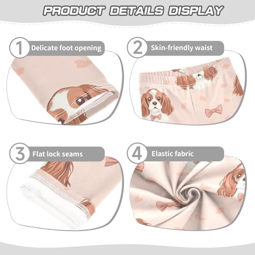 Wusikd Cute Dogs Girls' Leggings Toddler Doodles Bows Kids Yoga Pants Dance Active Tights 4T3