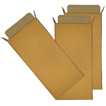 PacStalwart 14.5x7x2 Inches Flat Slim Broad Rectangle 3 Ply Corrugated Cardboard with Tuck-In-Flap Shipping Boxes Pack of 50