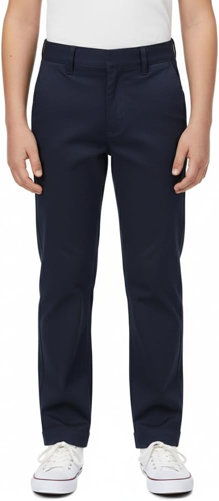 Boy's Uniform Twill Pants Flat Front Pants