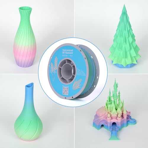 Image of TECSONAR Matte Rainbow PLA 3D Printer Filament, 1KG Spool(2.2lbs) 1.75mm PLA Fast Color Change 3D Printing Material, Multicolor Gradient Filament for Most FDM 3D Printers,Matte Rainbow