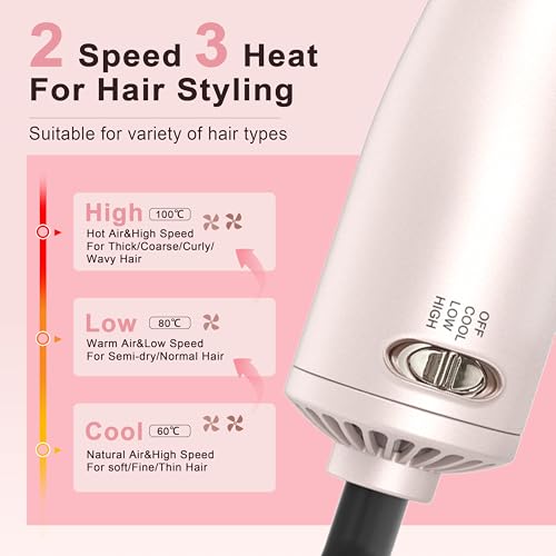 Image of Dual Voltage Travel Hair Dryer Brush,110-240V Small Blow Dryer Brush