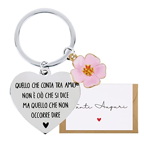 Portachiavi Regalo Migliore Amica Regalo Amica Portachiavi Amicizia Cuore Regalo Speciale Donna per Compleanno Laurea Natale per Buoni Amici Collega con Biglietti Auguri Buste (Quello che conta...)