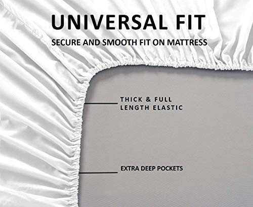 Image of Mattress-Homes Split King Sheets for Adjustable Bed 5 Piece, Cotton Split King Sheet Set, Twin XL Fitted Sheets Deep Pocket 15-18 Inch, Soft Breathable Adjustable Bed Sheets White Solid