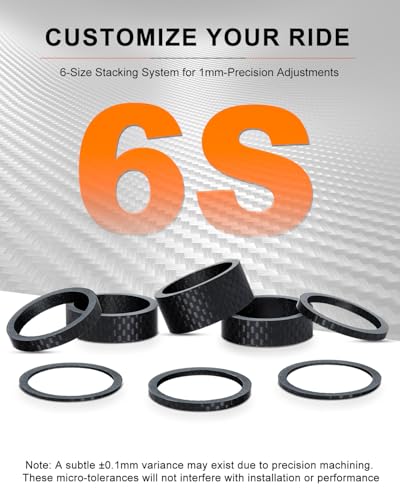 image for Cheimaxy 8PCS Carbon Fiber Headset Spacers, Matte Finish, Lightweight 