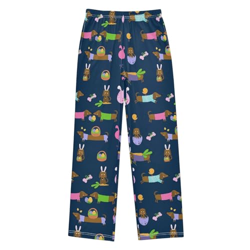 ZZXXB Happy Easter Dachshund Boys Long Pants Soft Trousers Elastic Waist Kids Lounge Bottoms with Pockets S-XL