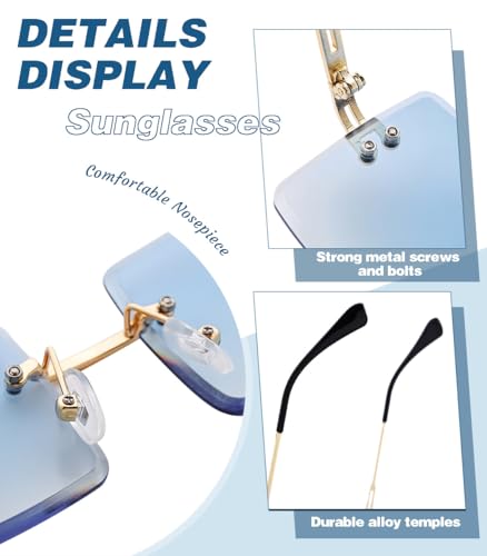 Fashion Sunglasses Retro Frameless Square Gradient Y2K Tinted Eyewear Daily Travel Sunglasses for Men Women3