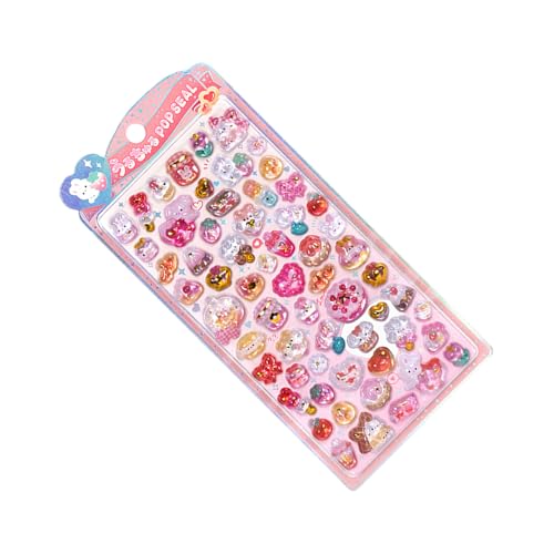 Calcomanías para niños | Calcomanías brillantes 3D - Calcomanías de textura de cristal, decoraciones estéticas de resina para diario, teléfono celular, botella de coche