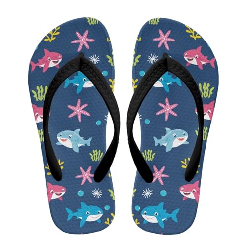 Uacyareni Chanclas Niños Lindo Animal Patrón Chanclas Sandalias de Playa, Estrellas de mar y tiburones de dibujos animados, 32 EU