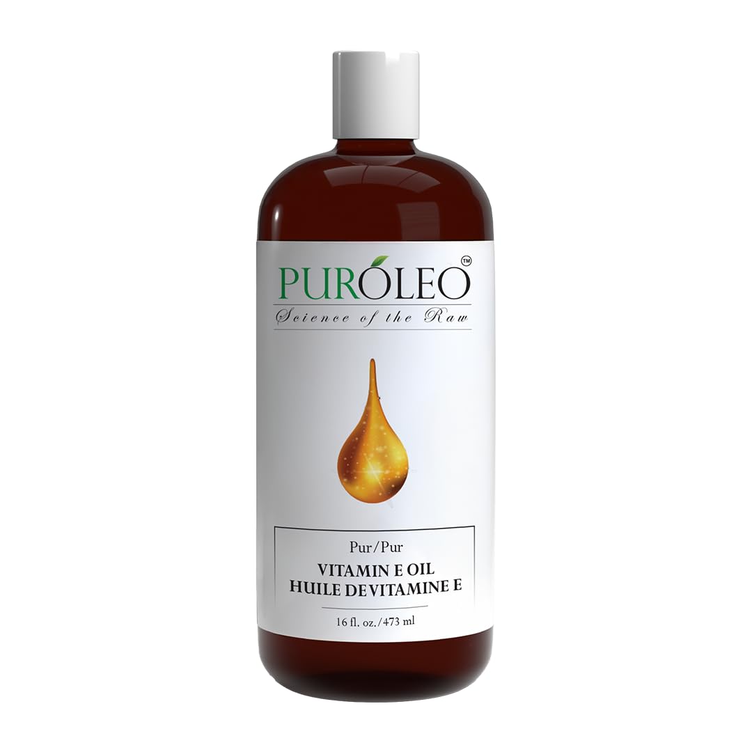 PUROLEO Vitamin E Oil 16 FL Oz/473 ML (Packed in Canada) Pure Vitamin E Oil for Skin, Hair, and Face. A versatile oil suitable for various personal care and cosmetic applications.