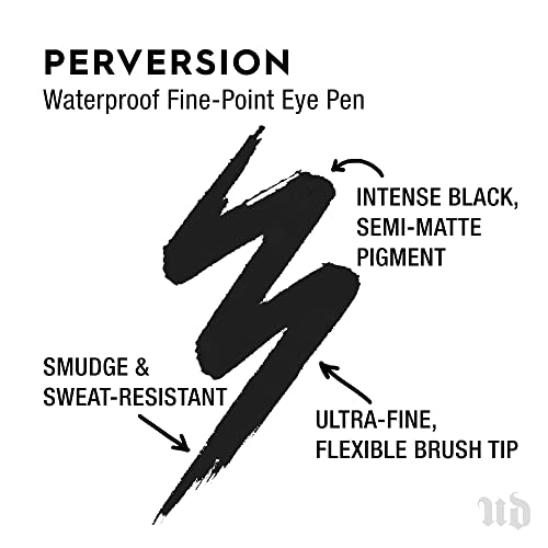 Urban Decay Perversion Waterproof Fine-Point Eye Pen - Black, Semi-Matte Liquid Eyeliner - Ultra-Fine Brush Tip #TOP1