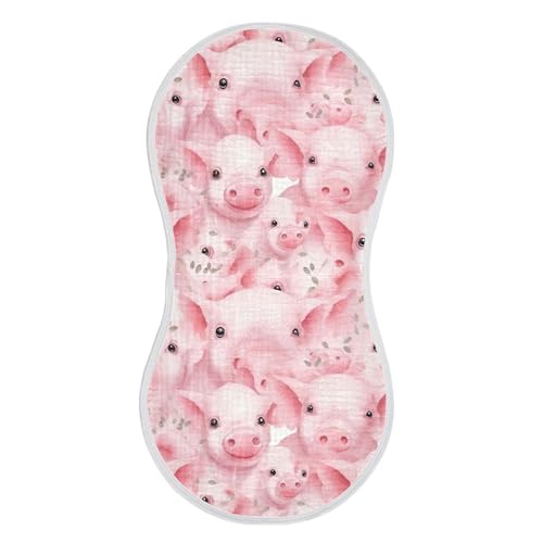 xigua Cute Pig Baby Burp Cloths for Newborn Boys and Girls 2 Pack, Soft & Absorbent Cotton Baby Burp Cloth, Baby Washcloths, Newborn Towel, Burp Rags