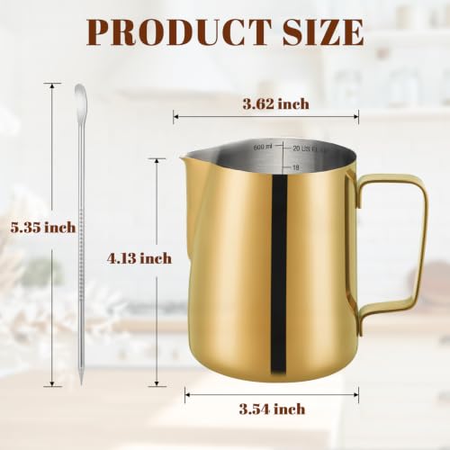 Image of Amrules Milk Frothing Pitcher 20oz Frother Cup Barista Tools, Gold