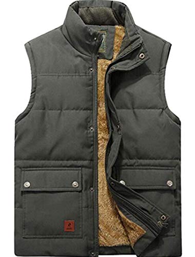 XinYangNi Men's Winter Warm Outdoor Padded Puffer Vest Thick Fleece Lined Sleeveless Jacket