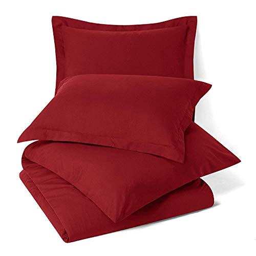 Image of 100% Cotton Duvet /Quilt Cover Set Hidden Zipper Closure 600TC Ultra Soft Durable for King Size Bed(Burgundy)