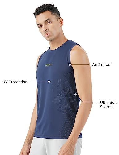 Image of PUMP'D Men's Sleeveless Tank Top for Gym -Placement Print, DryTech, Anti-Odor, Lightweight, Soft Seams, UV Protect