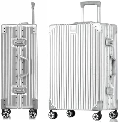 （00:30時点） [WanderMore] スーツケース キャリーケース キャリーバッグ 機内持ち込み 大型 アルミフレーム シルバー 超軽量 大容量 耐衝撃 TSAダイヤロック レトロ 360度回転 静音 ダブルキャスター 旅行 出張 XLサイズ 7泊から10泊 90L（5サイズ対応）