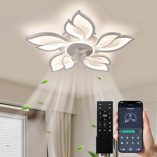 JAYMP 27.6 Inch Modern Flower Ceiling Light with Fan, 6