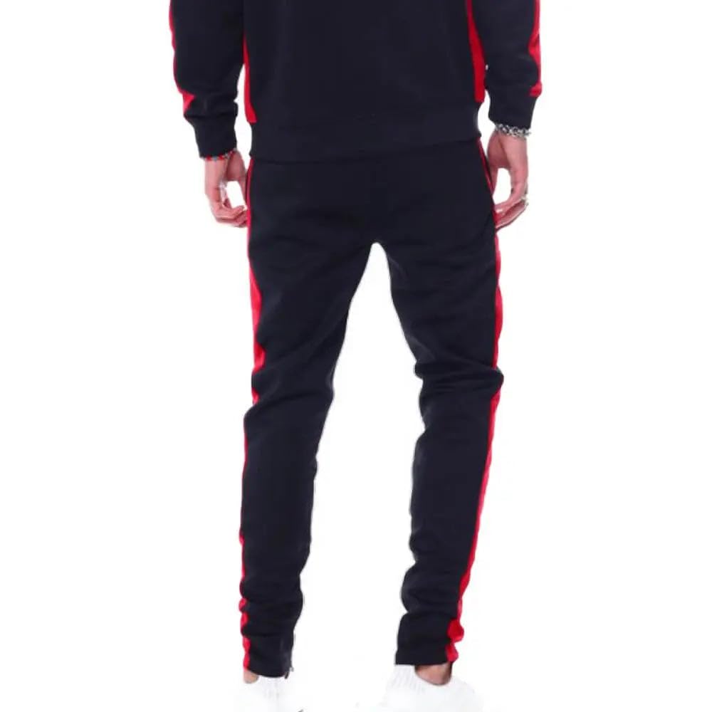 Rebel Minds Men Track Pants - Stylish Men's Sweatpants, Joggers for Men, Athletic and Casual Wear, with Pockets Black Red