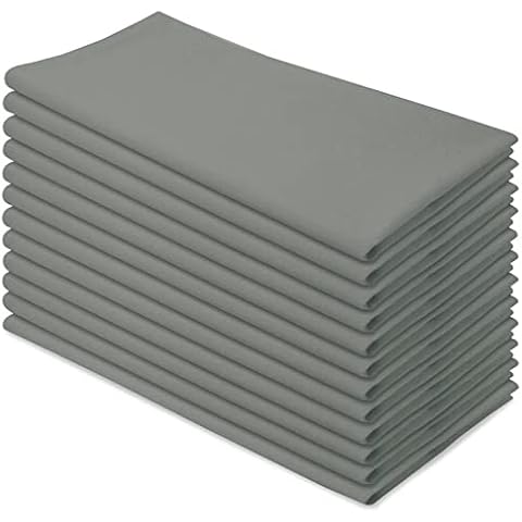 Aunti Em's Kitchen Steel Grey Cotton Napkins Cloth 20 x 20 Oversized 100% Natural Bulk Linens for Dinner, Events, Weddings, Set of 12 Cover