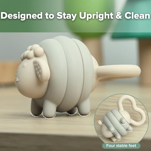 Image of haakaa Silicone Baby Teether Toys, Soft Textures for Sore Gums, Easy-to-Grip Rotating Ring Design Encourages Babies to Grasp, Twist and Explore, Pebble