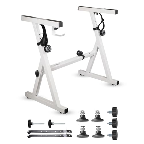 5 CORE Keyboard Stand Adjustable Height 34.5' Width 32.5” Z Style Electric Piano Riser 250Lb Capacity Sturdy Musical Metal Key Board Holder For 54 61 88 Keys Instruments - KS Z1 ECO (White)